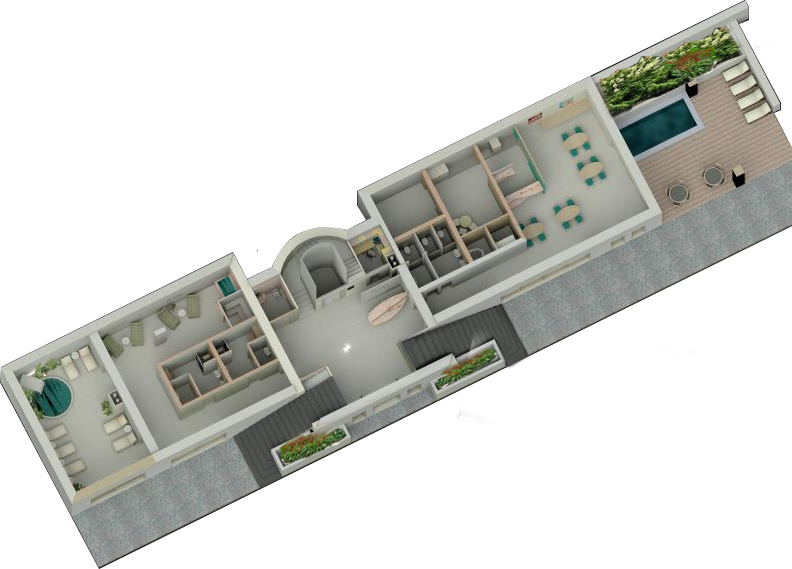 Épület axonometria